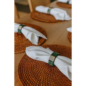 Set Of 8 Handmade Ceramic Napkin Rings Blue-Green Tones Glossy Finish Studio Art
